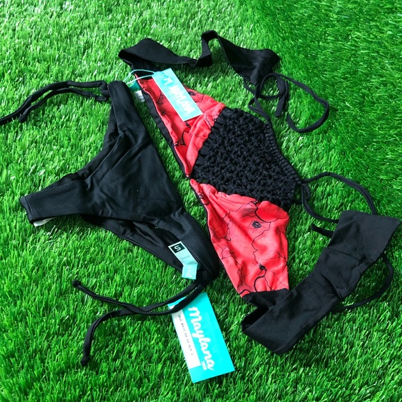 New NWT Maylana Swim Bikini Set Top Bottom Beach - Picture 5 of 5